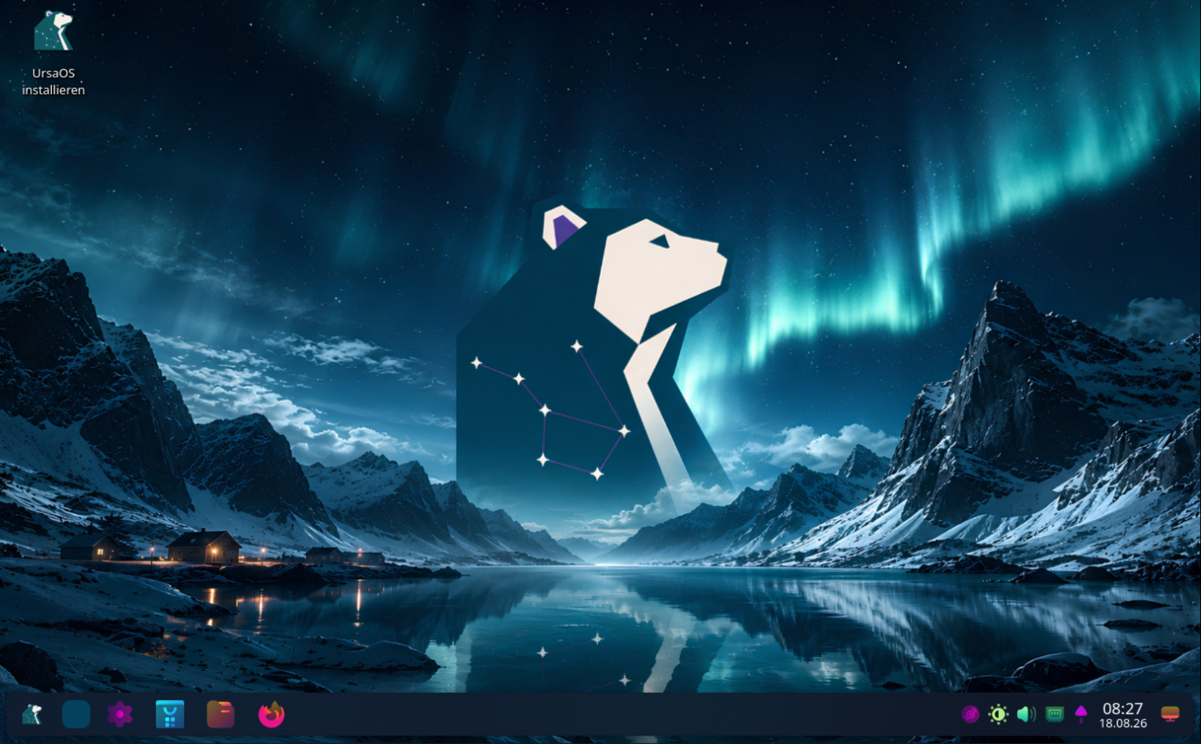 UrsaOS Plasma Desktop with UrsaOS Aurora look and SDDM login
